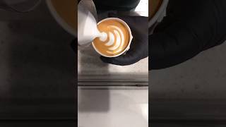 Flat white art shorts coffee barista coffeeshopmusic vairalshort latteart [upl. by Arytas]