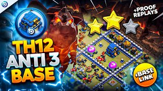 The ULTIMATE TH12 ANTI 3 STAR BASE with LINK 2024  Town Hall 12 War Base ANALYSIS  PROOF Replays [upl. by Isbel]