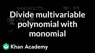 Dividing multivariable polynomial with monomial  Algebra II  Khan Academy [upl. by Lin]