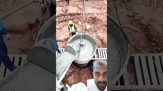 Mixing cement and putting in construction concreting pilefoundation civilengineering concrete [upl. by Ethelin]