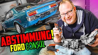 Marco geht auf LEISTUNGSSUCHE  Ford Consul 28L V6  Vergaser zerlegen am Prüfstand [upl. by Llenehs614]