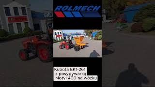 Kubota EK1261 z posypywarką Motyl 400 na wózku ROLMECH [upl. by Kendrick177]