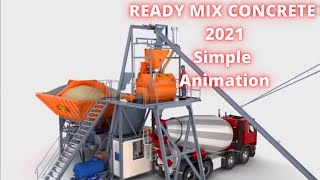 READY MIX CONCRETE BATCHING PLANT 2021  How it works in SIMPLE ANIMATION [upl. by Nyraf616]