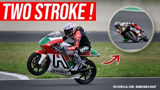 Aprilia RSGP twostroke motorbike exhibition at Misano Circuit [upl. by Welker16]