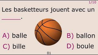 🇫🇷 A1B1  French VOCABULARY Test  SPORTS amp LEISURE Vocabulary  10 Questions QUIZ [upl. by Karil]