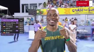 Mens 4x100m Day 2 Heat 3  Akani Simbine Storms Through For South Africa Australia In Second [upl. by Notnel]