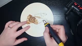 Timelapse of a pyrography memorial pet portrait [upl. by Lubeck]