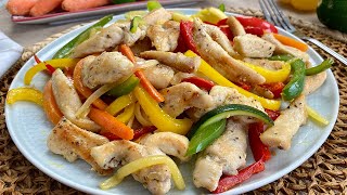 Salteado de Pollo con Verduras Fácil Rápido y Delicioso [upl. by Oregolac561]