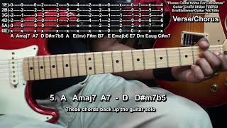 How To Play PLEASE COME HOME FOR CHRISTMAS Eagles On Guitar Lesson Chords  Solo Key A Major [upl. by Sidonia]