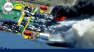 Deadly cargo ship fire still burning at New Jersey port [upl. by Leblanc256]