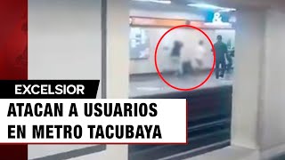 Momento exacto del ataque a usuarios en Metro Tacubaya CDMX [upl. by Aicala]