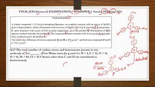 FINAL JEEAdvanced EXAMINATION–2023 PAPER2 The total number of carbon atoms and heteroatoms [upl. by Aridaj]