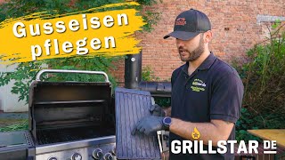 Gusseisen pflegen amp einbrennen  so wirds gemacht Gusseisenrost Dutch Oven Eisbürste [upl. by Kelton239]