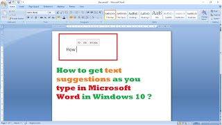 How to get text suggestions as you type in Microsoft Word in Windows 10 [upl. by Theobald]