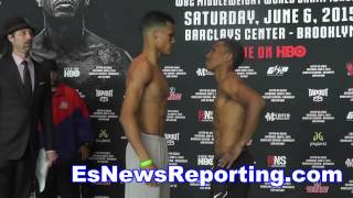 Jose LOPEZ vs Angel Luna  cotto vs geale card weigh in face off EsNews [upl. by Nnahteb258]