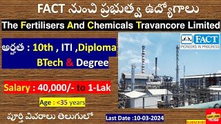 FACT Recruitment 2024  Fertilisers And Chemical Travancore Limited [upl. by Fisk]