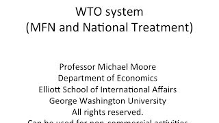 WTO system mostfavorednation and national treatment [upl. by Scevo]