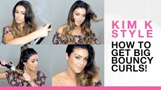 Kim K Style How To Get Big Bouncy Curls [upl. by Saravat191]