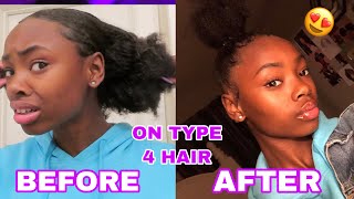 TOP KNOT BUN TUTORIAL ON 4B4C HAIR easiest method [upl. by Hadden]