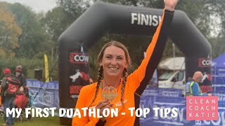 My First Duathlon  Top Tips for a Beginner  Clean Coach Katie [upl. by Haidej3]