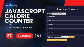 FreeCodeCamp  Javascript  Form Validation by Building a Calorie Counter  Steps  27 [upl. by Nixie519]