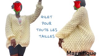 GILET XXL à tricoter POUR TOUTE LES TAILLES [upl. by Ayaros]