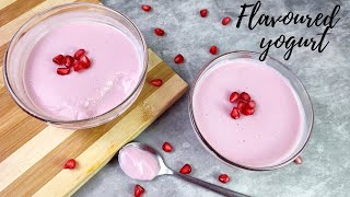 Flavored yogurt recipe Pomegranate yogurt at home Homemade Epigamia yogurt seasonings [upl. by Willette]