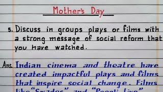 Discuss in group plays or films with a strong message of social reform  Mothers Day  Class 11 [upl. by Sethi]