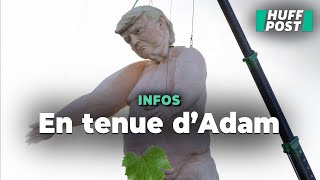 Une statue de Donald Trump nu accrochée à une grue met en colère les républicains du Nevada [upl. by Little]