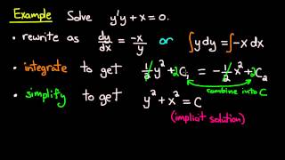 ODE  Separating variables example [upl. by Corel]