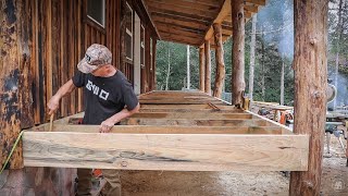 TIMBER FRAME CABIN HOMESTEAD  OFF GRID  FRAMING THE FRONT PORCH [upl. by Alejandra]