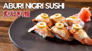 How to make Aburi nigiri sushi  salmon  recipe [upl. by Adnomal]