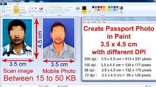 Resize Passport size Photo in Paint into 35 x 45 cm below 50 KB JPEG format for Online Form 🔥🔥🔥 [upl. by Aronos]