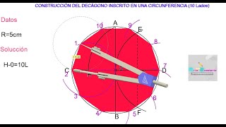 Decágono regular inscrito en una circunferencia [upl. by Goltz]