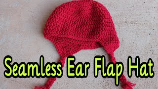 How To Crochet Seamless Ear Flap Hat [upl. by Sitof691]