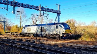 Ex Chiltern 68012 Passing Tilehurst 6Z66 with a Toot and 2 Empty Flask wagons [upl. by Refinnaej795]