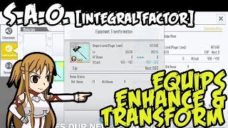 SWORD ART ONLINE INTEGRAL FACTOR  HOW TO ENHANCE TRANSFORM AND ADD A STAR TO EQUIPMENTS [upl. by Ellehcim424]