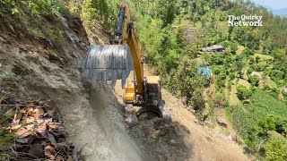 Constructing a Motor Road on a Challenging Hill with Hyundai Excavator [upl. by Martinez]