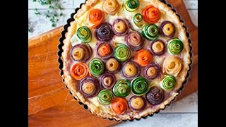 Torta salata con roselline di verdure  videoricette per San Valentino o festa della mamma [upl. by Nomyar160]