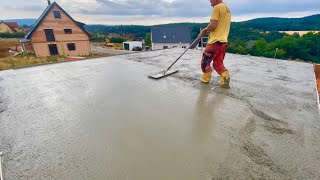 Garage bauen 4 Decke mit Betonpumpe betonieren Attika aufmauern Deckenschalung ausschalen [upl. by Ribaudo82]