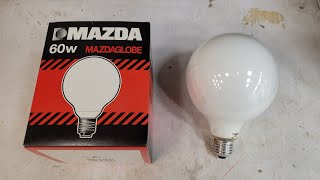 Lampe MAZDA quotMazdaGlobequot 60W poudré 230v E27 90s  Neuve [upl. by Buffy]