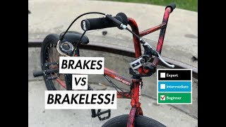 BMX BRAKES vs BRAKELESS BEGINNERS [upl. by Aniaz]