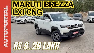 Maruti Brezza LXi CNG 2024  Walkaround with features  Brezza Base Model 2024 [upl. by Yniffit]