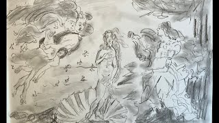 Sandro Botticelli  Birth of Venus  QUICK SKETCH by PRINCESS SILKE VON ROTHSCHIELD [upl. by Manoop]