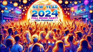 Fullmoon party Koh Phangan 2024 Thailand January Happy New Year celebration 4K [upl. by Llevart]