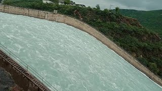 Huge Water Release Through Service Spillways From Hydro Power Dam Gates and Dam Site View [upl. by Allemrac]