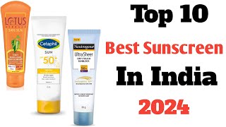 Top 10 Best Sunscreen In India With Price I Sunscreen Lotion With SPF II 2024 II sunscreen [upl. by Aes]