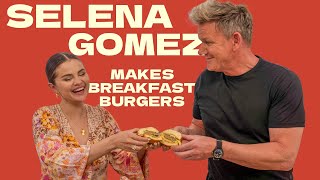 Selena Gomez Makes A Breakfast Burger with Gordon Ramsay [upl. by Arrekahs]