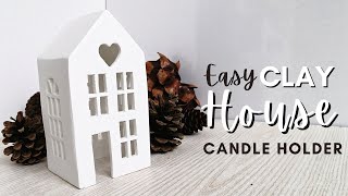 Easy Clay House Candle Holder  Air Dry Clay Tutorial [upl. by Sapphira]