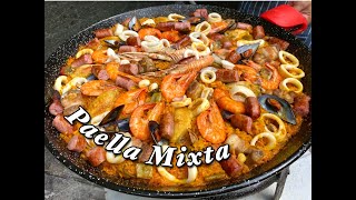 PAELLA MIXTA  PAELLA WITH SEAFOODS AND MEAT  I EASY HOMEMADE RECIPE [upl. by Laird]